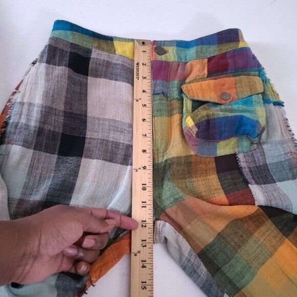 Porter Collective Plaid Patchwork Cargo Jogger Pants Size S - Picture 4 of 9